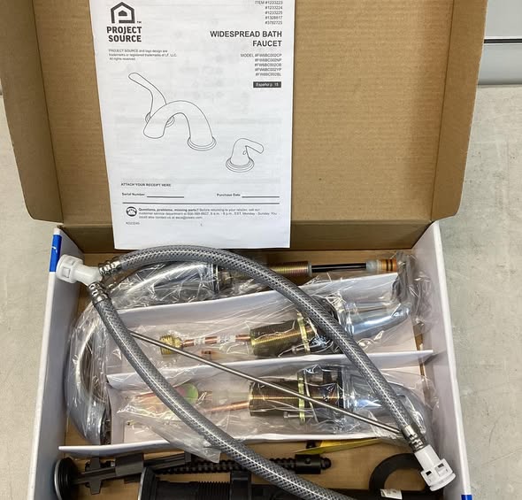 Project Source Dover Chrome Widespread 2-handle WaterSense Mid-arc Residential Handle Bathroom Sink Faucet with Drain