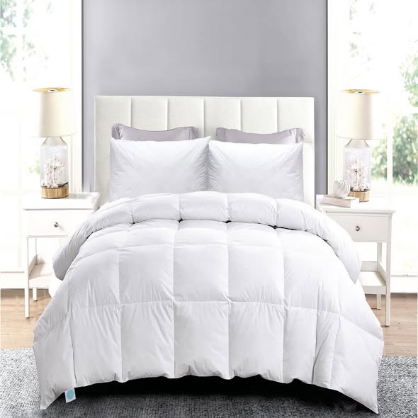 Martha Stewart Goose Feather and Down Comforter and Pillow Set, White, Twin Size