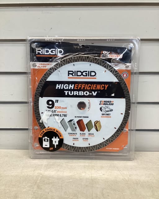 RIDGID TURBO-V 9 in. Turbo Rim Diamond Blade for Masonry High Efficiency Cutting