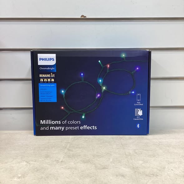 200ct Philips ChromaBright LED App Controlled Concave String Lights with RGB LED's, Green Wire, Indoor/Outdoor