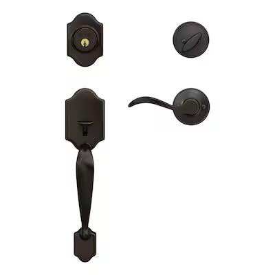 Home Front by Schlage Nobleton-Kenley Aged Bronze Exterior Single-Cylinder Deadbolt and Keyed Entry Door Handleset