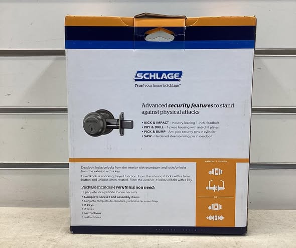 Schlage Sacramento Aged Bronze Single Cylinder Deadbolt and Keyed Entry Door Handle Combo Pack