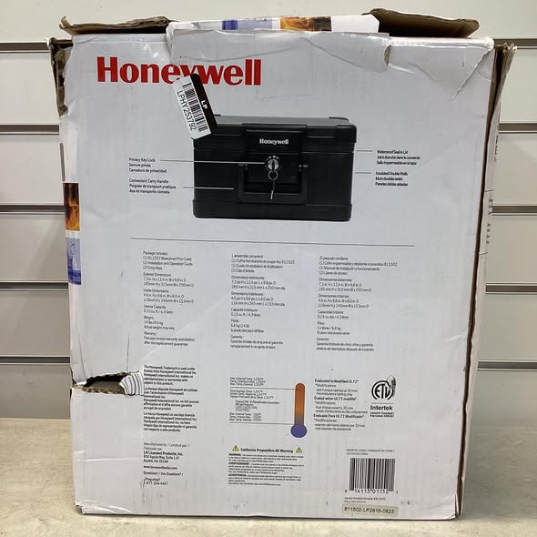 Honeywell Fire & Water Chest .15 cu ft 811502: Fireproof Safe, Key Lock, Black, 5-Year Warranty, 1550°F Protection