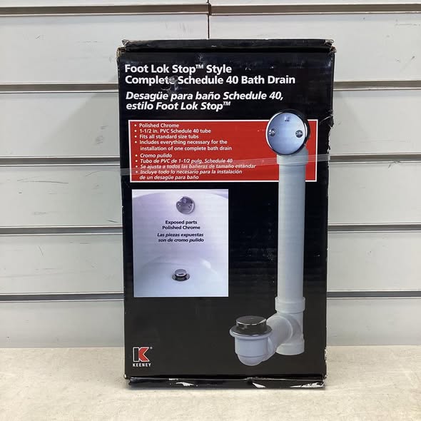 Keeney Foot Lok Stop 1-1/2 in. D Chrome PVC Bath Drain