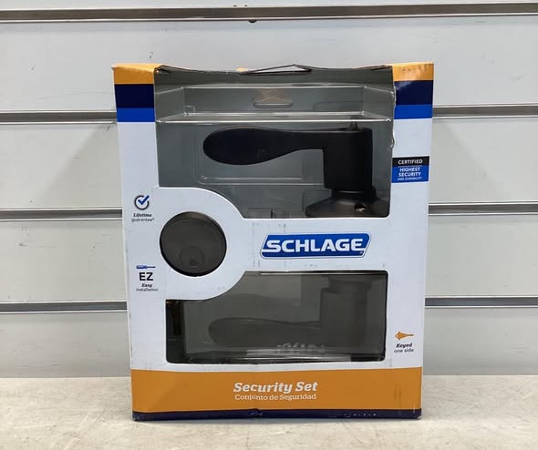 Schlage Sacramento Aged Bronze Single Cylinder Deadbolt and Keyed Entry Door Handle Combo Pack