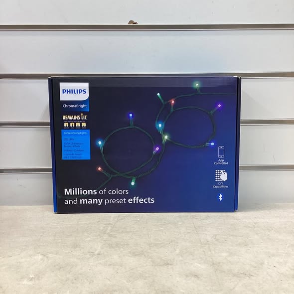 200ct Philips ChromaBright LED App Controlled Concave String Lights with RGB LED's, Green Wire, Indoor/Outdoor