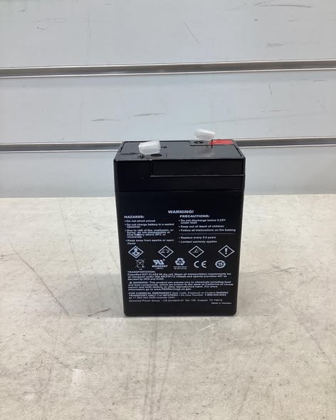 Sealed Lead Acid Battery: 6V DC, 4.5 Ah Capacity, 3.98 in Ht, 1.88 in Wd, 2.78 in Dp