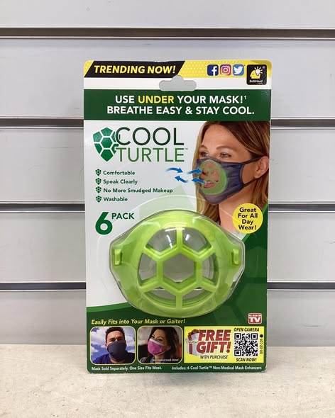 Cool Turtle Mask Enhancer, Keeps You Cool & Dry All Day, Reduces Friction — Face Mask Support Frame Helps You Breathe Easier