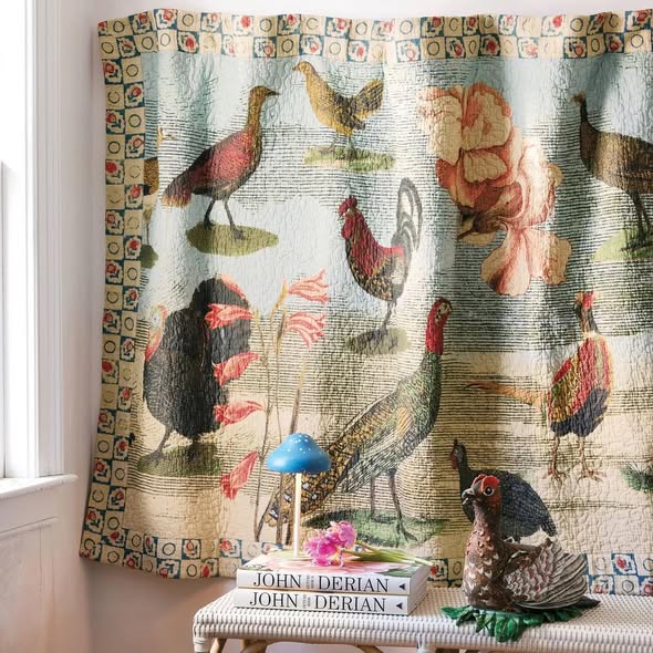 John Derian for Target 70"x50" Bird Collage Quilt