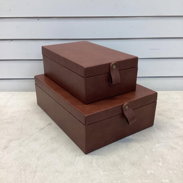 Faux Leather Storage Box Set - Threshold
