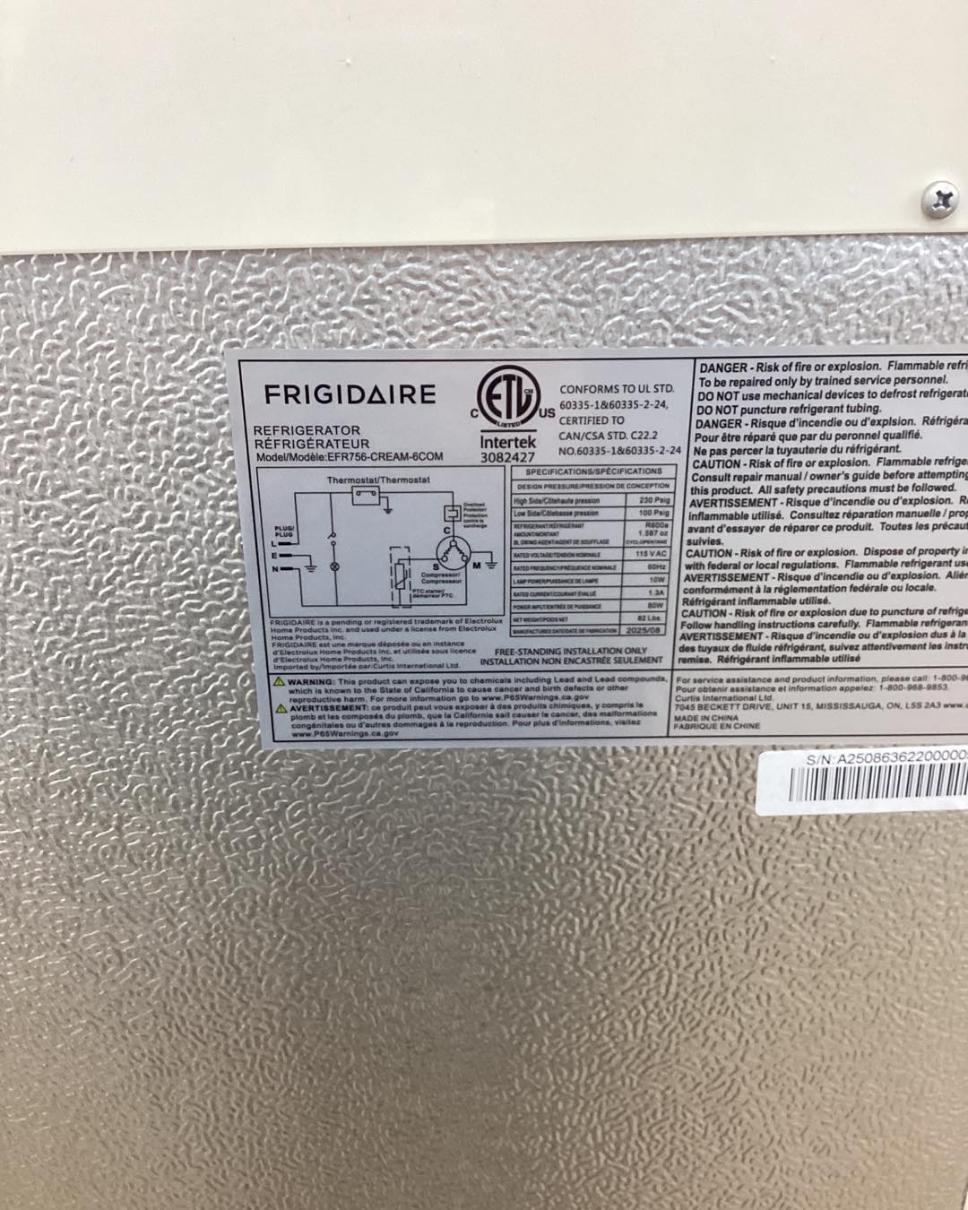 Frigidaire 7.5 cu. ft. Mini Fridge in Cream with Rounded Corners and Top Freezer