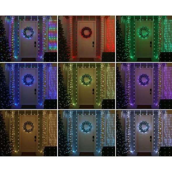 200ct Philips ChromaBright LED App Controlled Concave String Lights with RGB LED's, Green Wire, Indoor/Outdoor