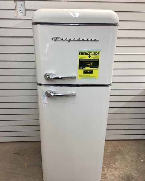 Frigidaire 7.5 cu. ft. Mini Fridge in Cream with Rounded Corners and Top Freezer