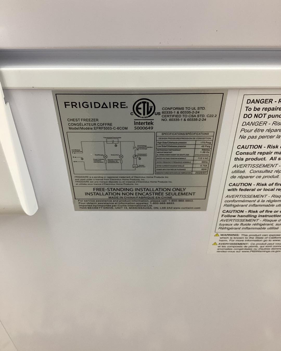 Frigidaire 5.0 Cu. ft. Chest Freezer, White