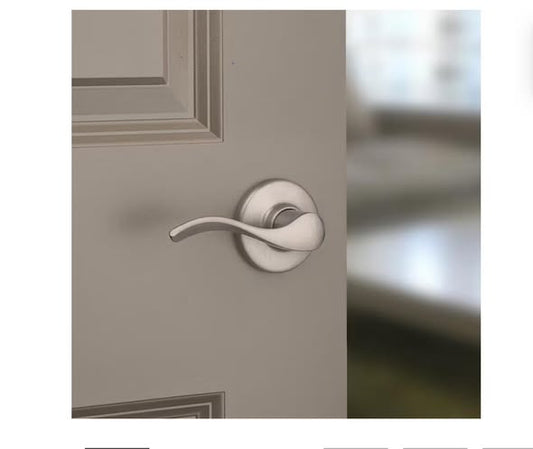 Kwikset Balboa Satin Nickel Left-Handed Half-Dummy Door Handle featuring Microban Technology