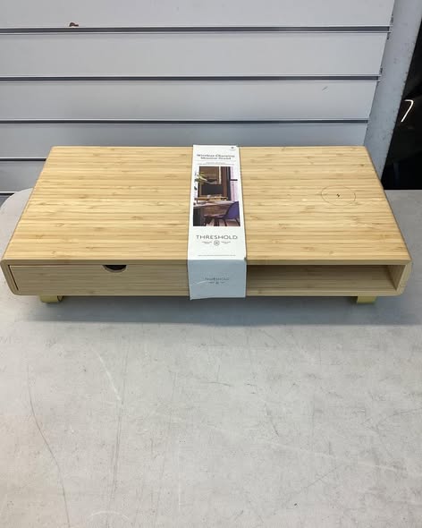 Computer stand-Threshold Monitor Riser with USB and Wireless Charging Brown