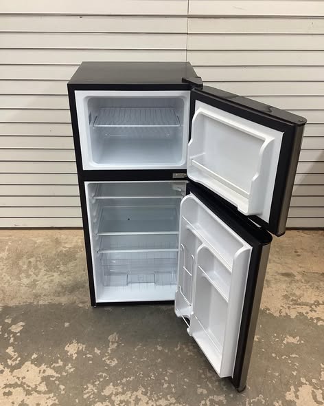Frigidaire 4.5 cu. ft. 2 Door Mini Fridge in Chrome Trim and Platinum Design with Freezer and Manual Defrost