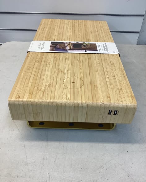 Computer stand-Threshold Monitor Riser with USB and Wireless Charging Brown