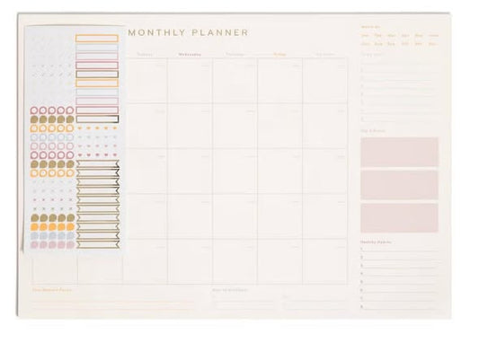 U Brands Undated 18-Month Desktop Calendar 17"x12" Mottled Dye: Perforated Pages, Multicolored, Adult Stationery