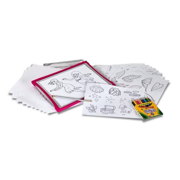 Crayola Light Up Tracing Pad Pink: Creative Drawing Kit for Kids, Includes Colored Pencils & Paper