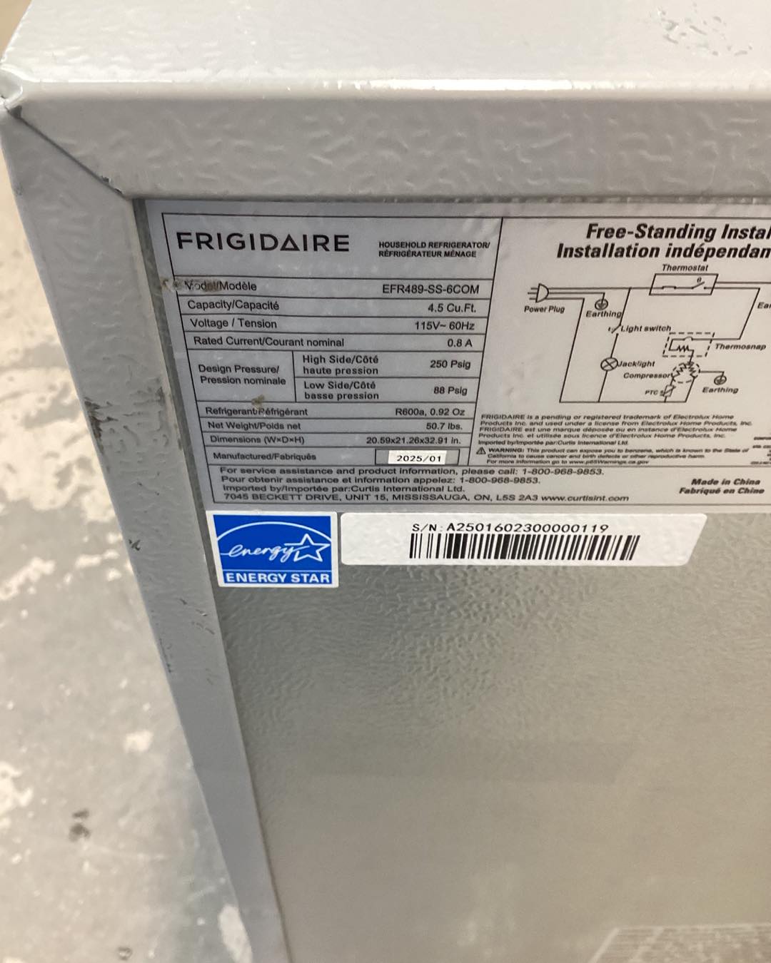 Frigidaire 4.5 cu. ft. 23 in. Retro Mini Refrigerator with Sleek Design with Freezer and Manual Defrost in Stainless steel