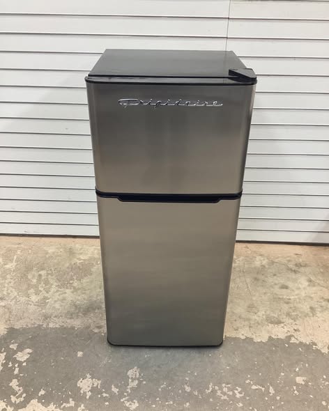 Frigidaire 4.5 cu. ft. 2 Door Mini Fridge in Chrome Trim and Platinum Design with Freezer and Manual Defrost