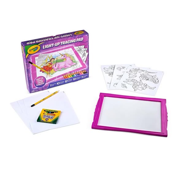 Crayola Light Up Tracing Pad Pink: Creative Drawing Kit for Kids, Includes Colored Pencils & Paper