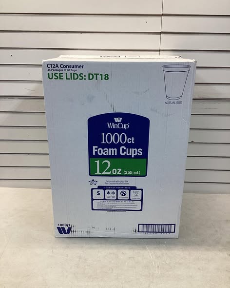 WinCup Foam Drink Cups 18 Series, White, 1000 ct.
