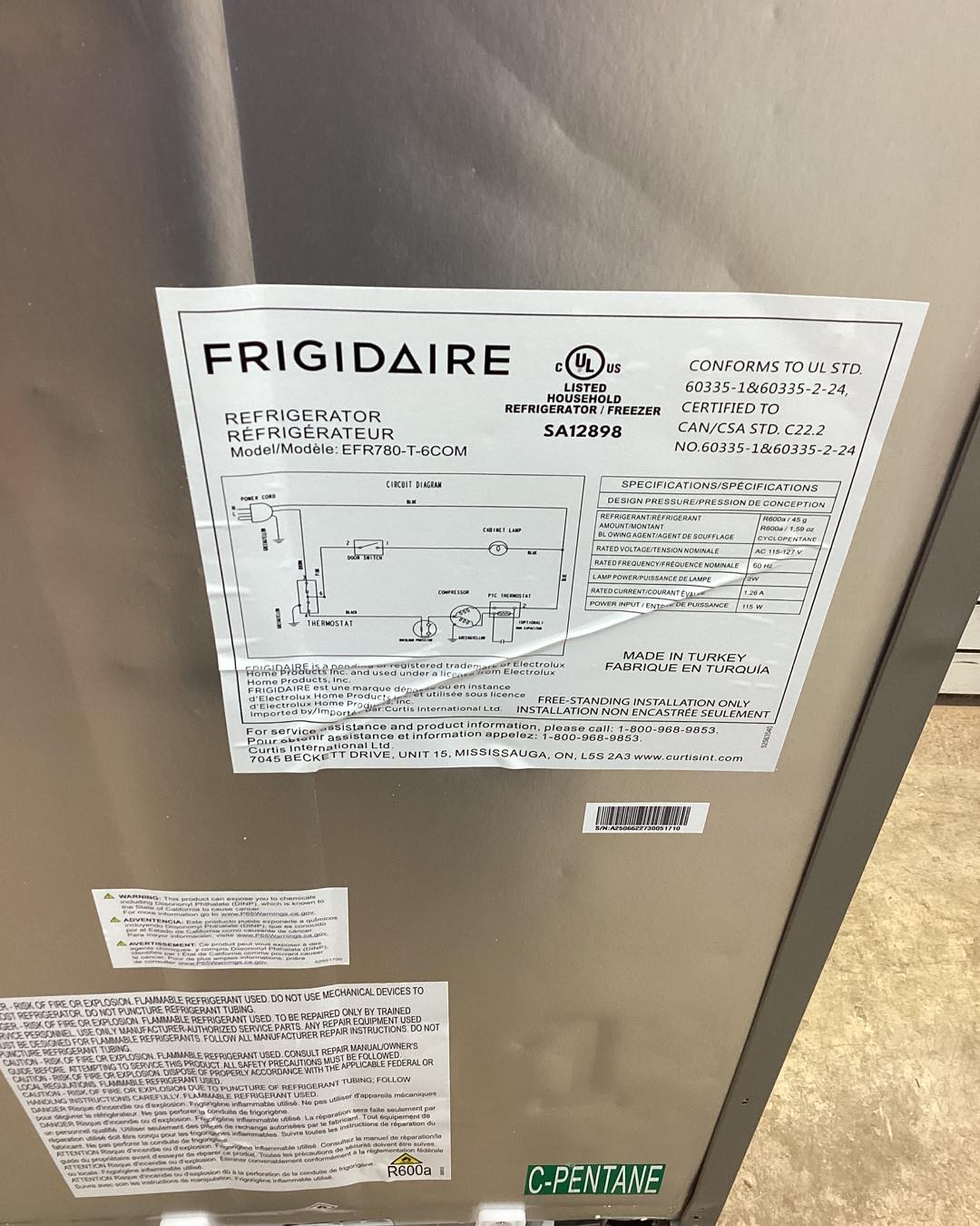 Frigidaire 7.5 cu. ft. Mini Refrigerator with Top Freezer in Stainless Look