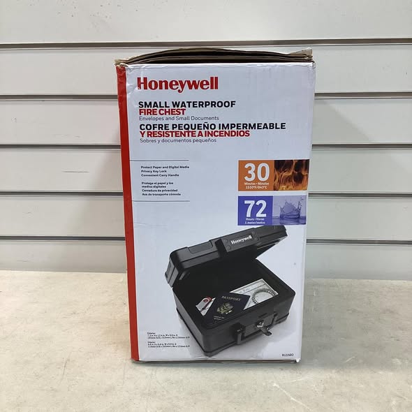 Honeywell Fire & Water Chest .15 cu ft 811502: Fireproof Safe, Key Lock, Black, 1550°F Protection