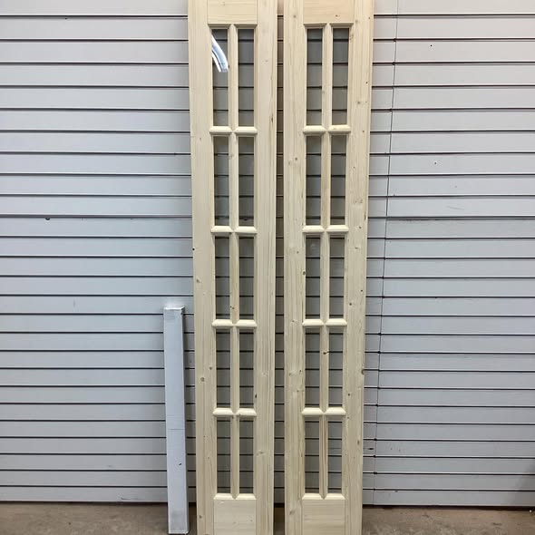 Door - Unfinished Solid Wood Glass Bi-Fold Door With Installation Hardware Kit - 24” x 80”