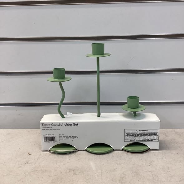 Candleholder - Room Essentials 3-Piece Green Taper Candleholder Set