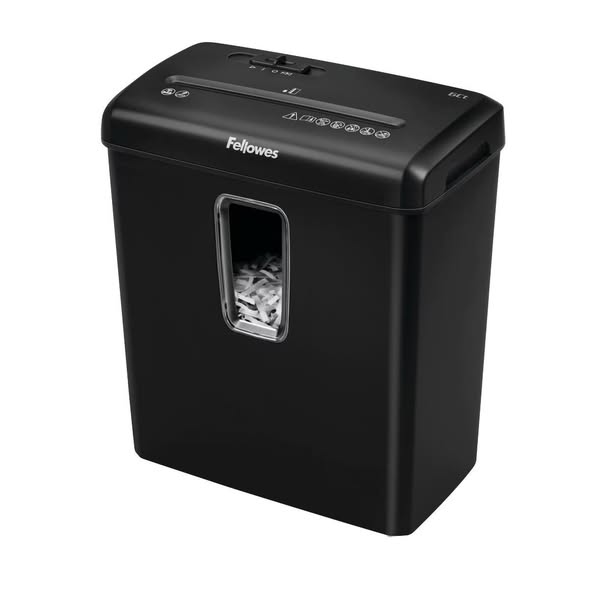 Fellowes Powershred 6ct Cross-Cut Paper Shredder - Black: Shreds Credit Cards & Staples, Jam-Resistant, Auto Start