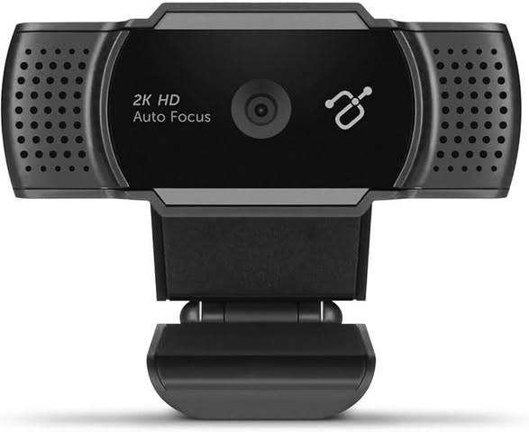 Webcam - Aluratek 2K HD Webcam with Dual Stereo Noise Cancelling Mics, Auto Focus and Low Light Correction, Built-in Tripod Mount, Universally Compatible