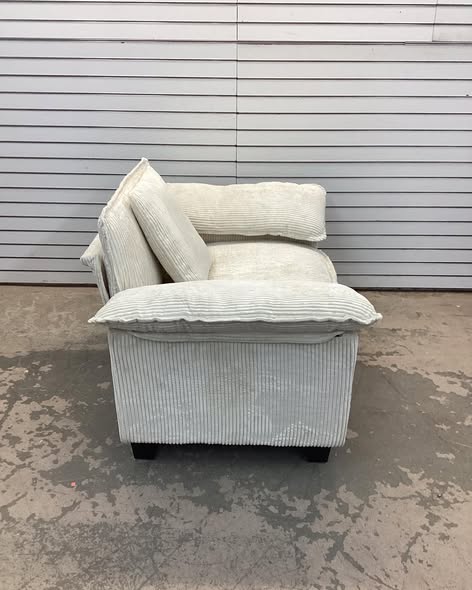 Chair - Latitude Run Wide Modular Chair In White Corduroy