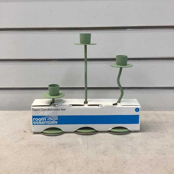 Candleholder - Room Essentials 3-Piece Green Taper Candleholder Set