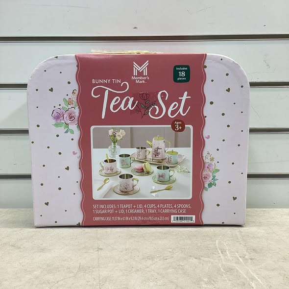 Tea Set Toy - Member's Mark Bunny Tin Tea Set, 18 pc.