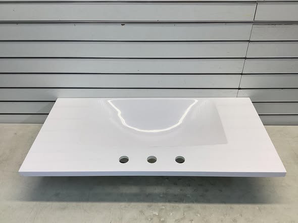 Sink - JONATHAN Y Ancillary 3-Hole 36 in. W x 18.25 in. D Classic Contemporary Rectangular Ceramic Single Sink Basin  in White