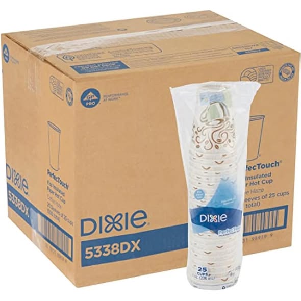 Georgia-Pacific Dixie Perfectouch 5338DX Wisesize Coffee Dreams Insulated Paper Cup, 8 Oz Capacity (Case Of 20 Sleeves, 25 Per Sleeve)