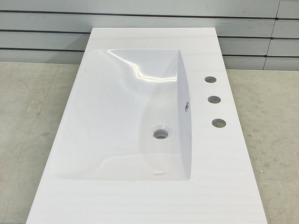 Sink - JONATHAN Y Ancillary 3-Hole 36 in. W x 18.25 in. D Classic Contemporary Rectangular Ceramic Single Sink Basin  in White
