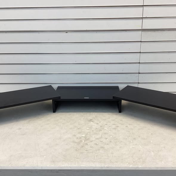 Computer Monitor Stand - Mind Reader - Dual Monitor Stand, Adjustable MDF Desktop Riser for Laptop, Monitor, TV, Expands to 51.25" Wide - Black