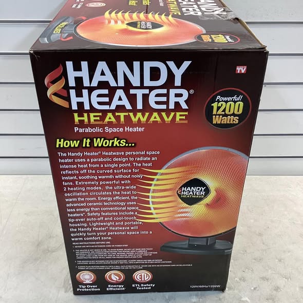 Heater - HANDY HEATER 1200-Watt Electric Ceramic Parabolic Space Heater