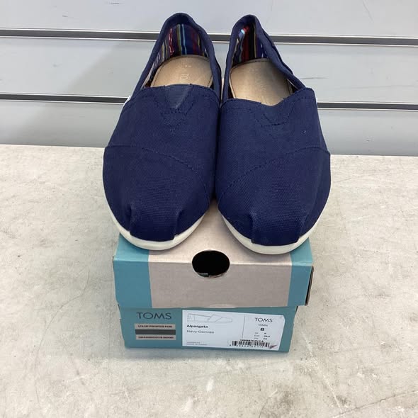 Women's Shoes - TOMS Women's Classic Canvas Shoe Navy Blue Size 8