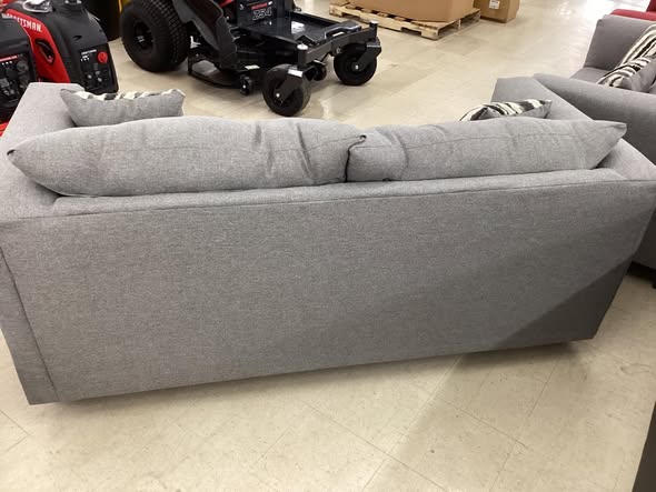Grey Fabric Couch and Loveseat Set with Accent Pillows