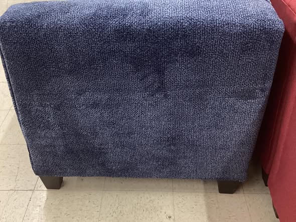 Dark Blue Plush Fabric Couch and Loveseat Set