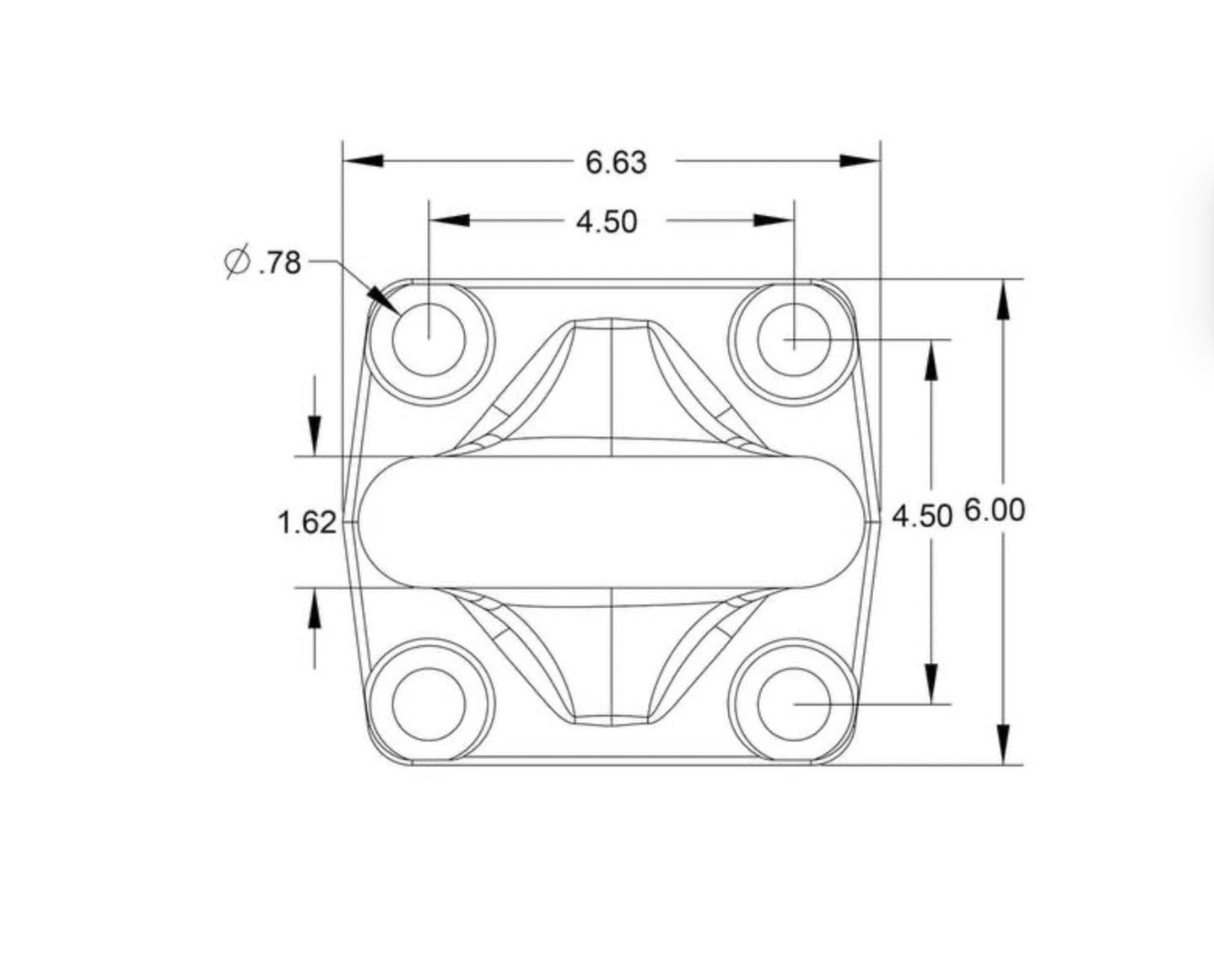 BUYERS PRODUCTS 3 in. I.D. Heavy-Duty Forged 4-Bolt Mount Drawbar Zinc Plated