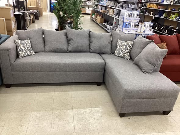 Grey Fabric L Shape Sectional