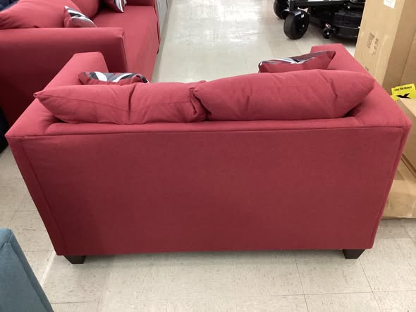 Red Fabric Couch and Loveseat Set with Accent Pillows