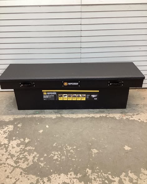 Northern Tool + Equipment Deep Crossover Truck Toolbox with Removable Tray, 69in. x 20in. x 19in., Aluminum, Textured Matte Black, Pull Handle Latches