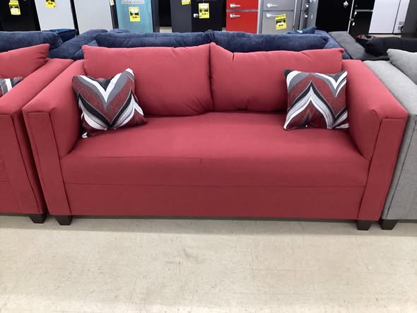 Red Fabric Couch and Loveseat Set with Accent Pillows